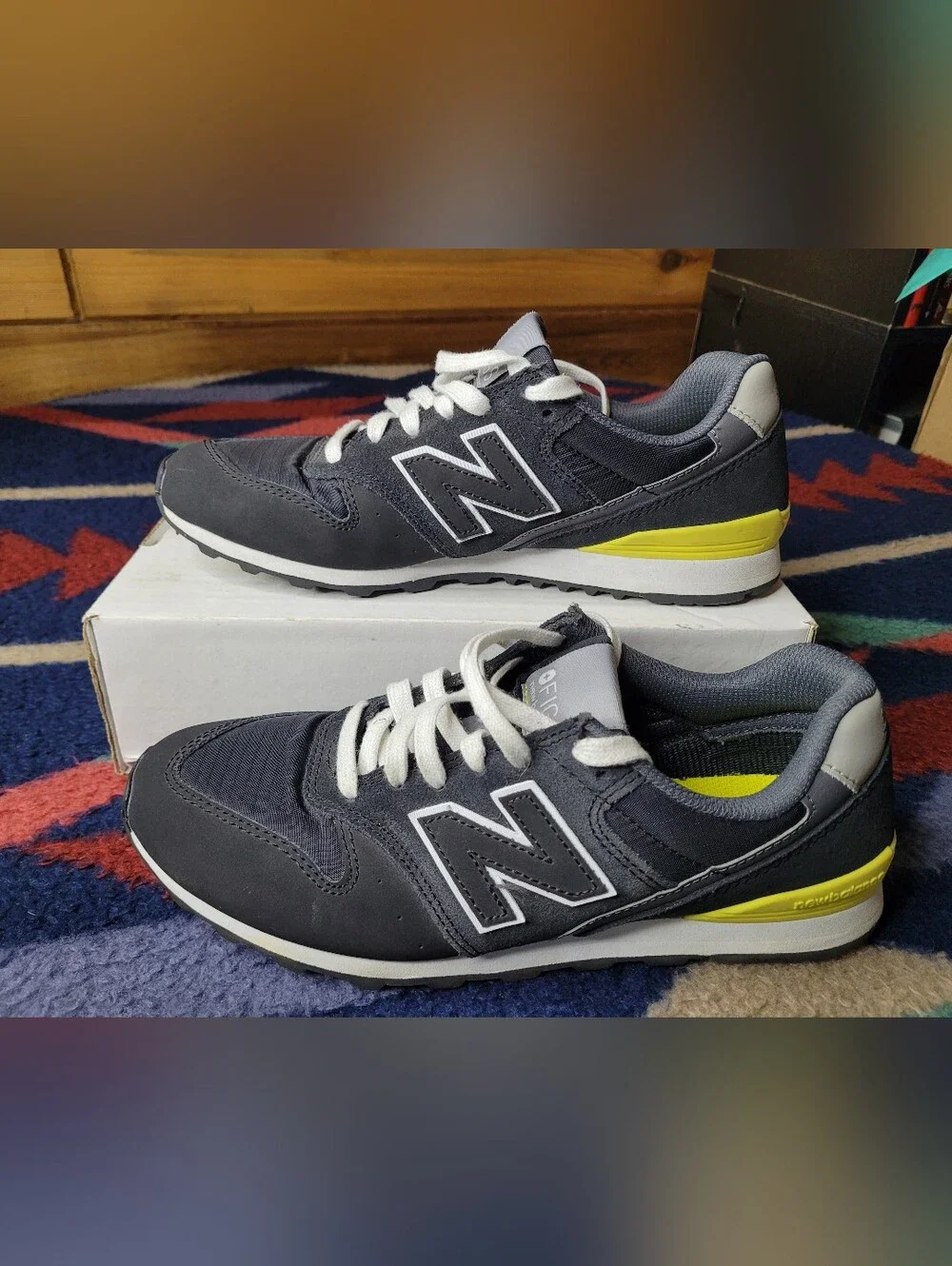 FIGS New Balance 996 Shoes Sneakers Womens Sz 9 Black/Yellow WL996FG2